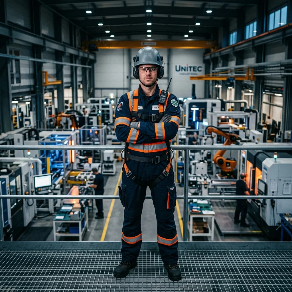 Facility operations team member outfitted in durable QPROTEK service wear
