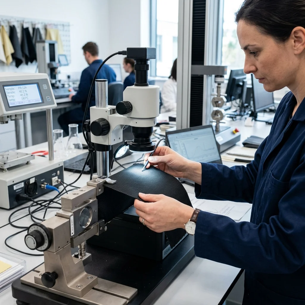 Clinical laboratory hygiene operator inspecting production quality
