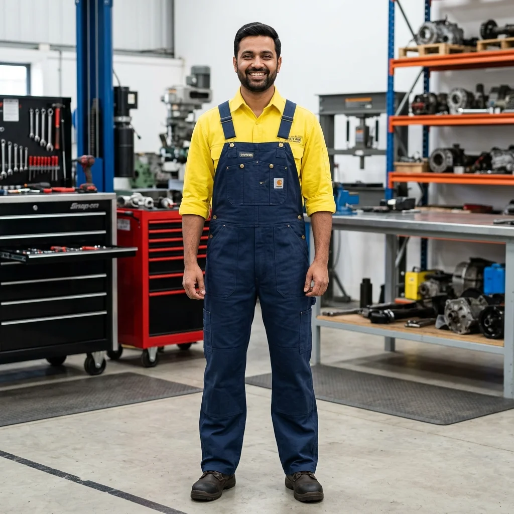 Indian worker in Bibs & Dungarees